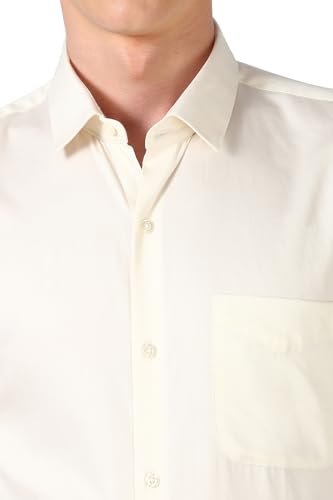 Image of Peter England Men's Satin Solid Regular Fit Formal Shirt | Cotton with Satin Sheen | Luxury