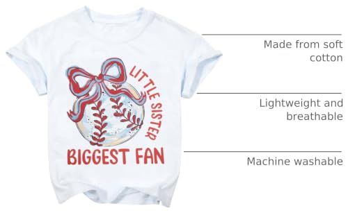 Image of FRYAID Toddler Baseball Sister Shirt Baby Girl Baseball Outfit Big Sister Shirt Birthday Girl T-Shirt Summer Cotton Tee Top