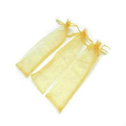 YOLNEY 10 pz/lotto 8 colori sacchetto di seta per ventagli sacchetto regalo in organza sacchetto regalo per ventagli con coulisse-Giallo-27cm x 6cm