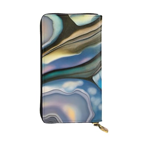 Abalone Nacre Prints Leather Long Clutch Wallet for Fashionable Girls and Women - Durable, Stylish, and Functional, Black, One Size