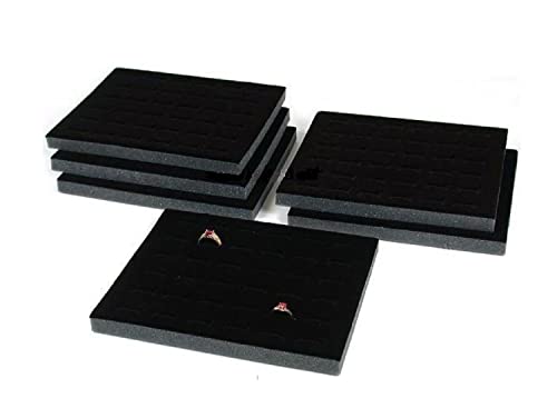 The Display Guys ~ 6pcs Deluxe Black Velvet Ring Foam 36 Slot Jewelry Travel Ring Insert Display Pad Holder