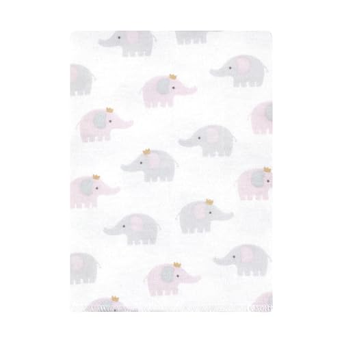 Image of Hudson Baby Unisex Baby Cotton Poly Flannel Burp Cloths Bundle, Lilac Elephants, One Size