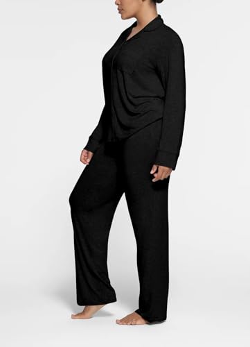 Women's Pajama Sets Long Sleeve Button Down Soft Knit Sleepwear 2 Piece Lounge Set3