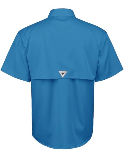 Image of Alimens & Gentle Short Sleeve Fishing Shirt Wicking Fabric Sun Protection Casual Button Down Shirts