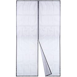 Mosquitera 140X140 Puerta Magnética Apalus, Cortina Hecha de Malla, Cierre Magnético de Arriba a Abajo, Se Cierra Automáticamente y Mantiene el Aire Fresco (140x240CM,Gris)