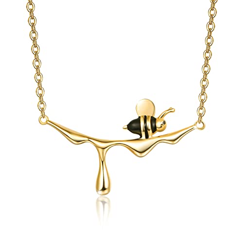 CUOKA MIRACLE Bee Necklaces for Women 925 Sterling Silver Honey Bee Pendant Necklace Animal Jewelry Lovely Gift for Friends Lover Wife