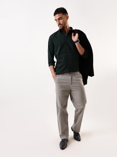 Image of Dennis Lingo Men Solid Spread Collar Full Sleeves Regular Fit Cotton Casual Shirt