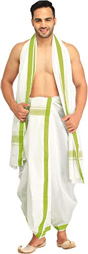 Dhoti and Angavastram Set with Woven Border