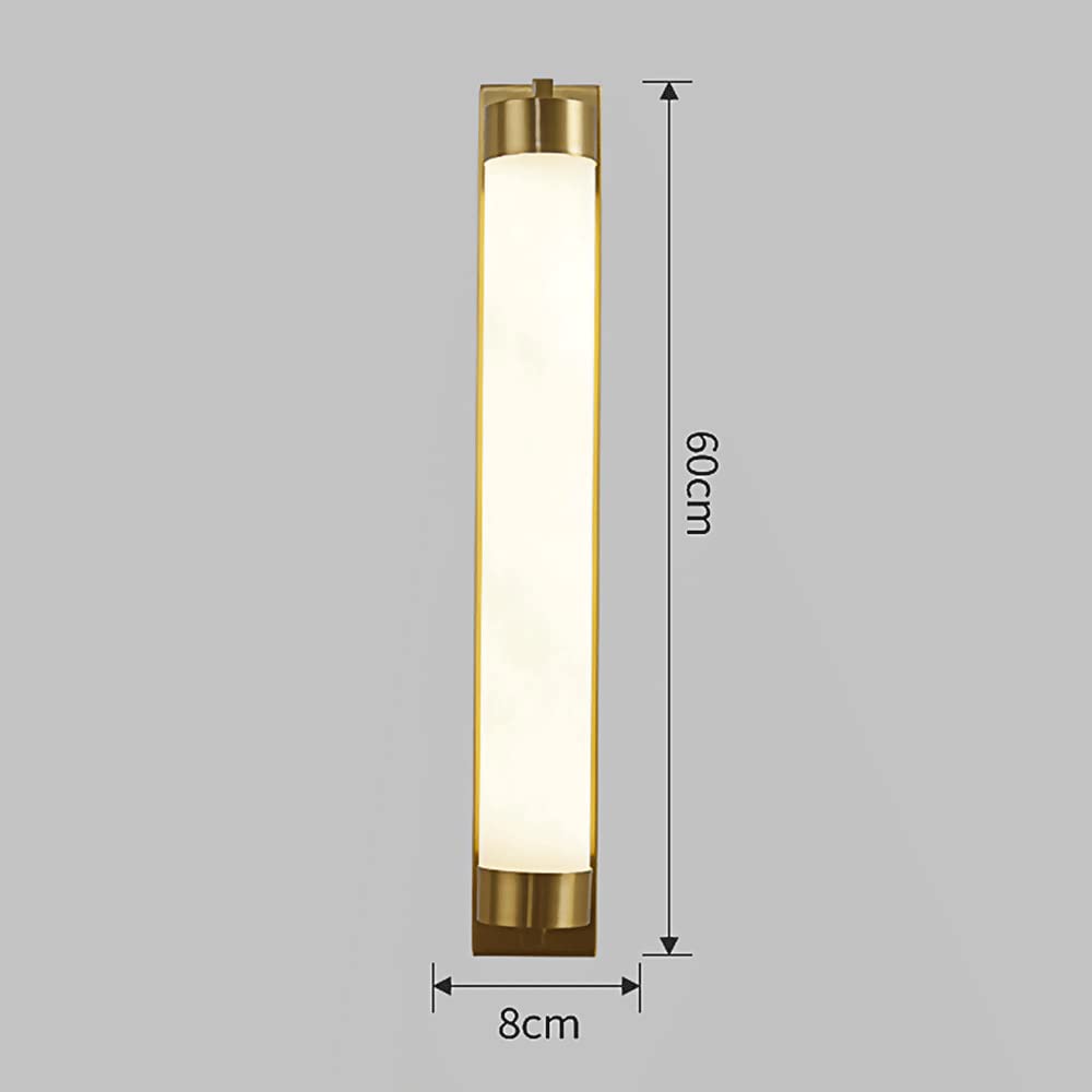 Applique Murale Orientale Traditionnelle à Long Tube, Appliques Murales en Laiton avec Abat-Jour en Flûte en Marbre, Applique Murale de Chevet, Luminaires Muraux LED Modernes 20W - Mode 3 Coul