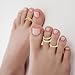huoflame 6pcs Toe Rings Set for Women - Adjustable 14K Gold Filled Open Bands, Non Tarnish Hypoallergenic Summer Beach Foot Jewelry with Flowers, Plain Styles