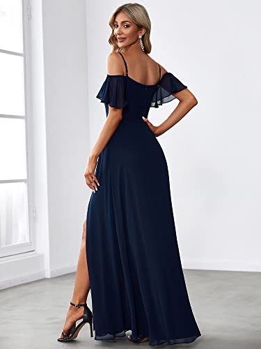 Image of Ever-Pretty Women's Formal Dresses Off Shoulder Short Sleeve Split A-Line Floor Length Bridesmaid Dresses 0237