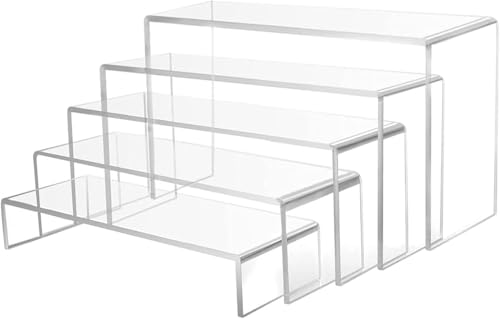 Wealrotn Clear Acrylic Riser Display Stands, Transparent Rectangu...