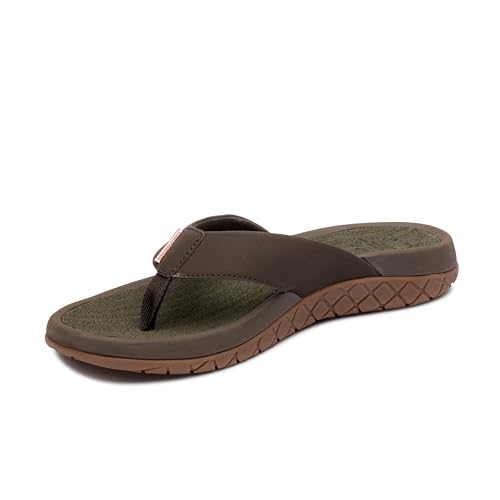 Image of Grundens Men's FishFinder Sandals - Quick-Drying, Comfortable, and Versatile Mens Flip Flops with Enhanced Traction & Full Arch Support for Fishing and Outdoor Wear, Dark Brown, 10