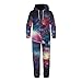 Binienty Milky Way Planet Hoodie Jumpsuit Womens Mens Onesie One Piece Pajamas Unisex Adults Sleepwear Homewear Jumpsuits Fashion Zip Up PJs Hooded, Size 4XL