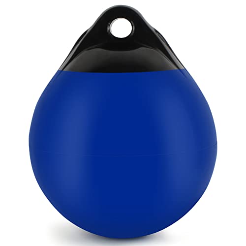 VEITHI 1 Pack 9.8 x 12.2 in Boat Buoy Balls Anchor Buoy Round Boat Fenders Vinyl Inflatable Boat Mooring Buoys with Needles Boat Buoys Bumpers for Anchoring/Marking/Docking/Marker Buoys Blue