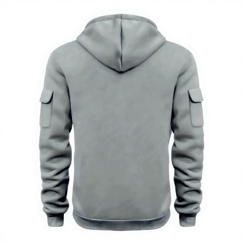 Mens Hoodies Athletic Tactical 1/4 Zipper Cargo Sweatshirts Fall Long Sleeve Drawstring Pullover With Multi Pockets3