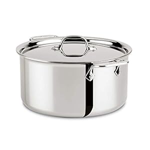 All-Clad D3 3-Ply Stainless Steel Stockpot 8 Quart Induction Oven Broiler Safe 600F Pots and Pans, Cookware Silver