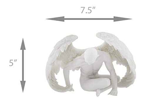 Estatua de ángel masculino alado en resina blanco miniatura 5