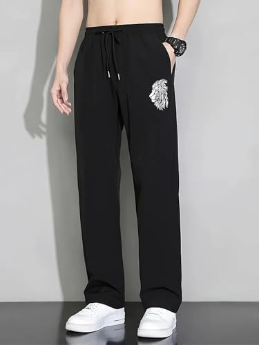 Image of Samfor Track Pant for Men | Loose Fit Super Stretchable Track Pant for Man with Bold Lion Design | Stylish Lower for Men
