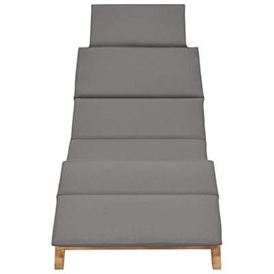 vidaXL 1/2x Solid Wood Teak Folding Sun Lounger&Dark Gray/White Cream Cushion 31SQuh4AXzL. SS400