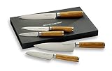 ECHTWERK 5-częściowy zestaw noży damasceńskich, zestaw noży kuchennych, nóż szefa kuchni, nóż Santoku, nóż do mięsa, nóż uniwersalny, nóż do obierania, stal damasceńska, gładka krawędź