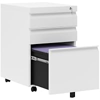 Vinsetto 3-Drawer Filing Cabinet, Mobile, 5 Wheels, 39 x 48 x 60 cm, White