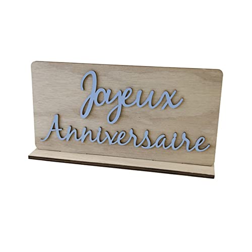 Tendances Fêtes - CENTRE DE TABLE ANNIVERSAIRE BOIS 20X10.5CM BLEU