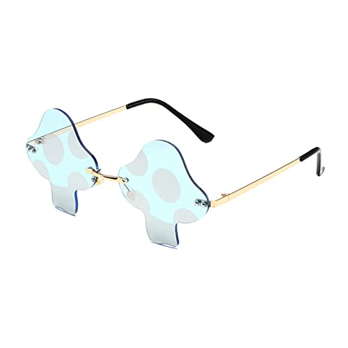 Lunettes de soleil rétro sans monture en forme de champignon pour femme