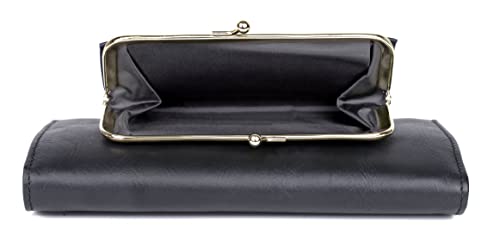 Image of Julia Buxton Heiress Leather Organizer Clutch Handbag Wallet with RFID Blocking, Black