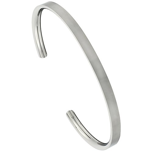 Sabrina Silver Flat Titanium Cuff Bracelet for Men & Women Matte Finish Comfort-fit 8 inch Wrist Size - Main Image