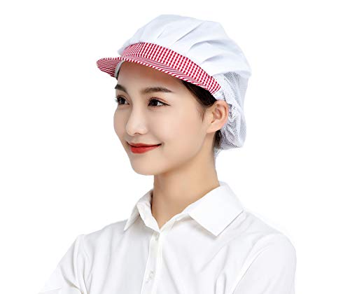 Jaspfct 3 Pack Chefs Hat for Women,Food Service Hairnets,Red Caps for Kitchen Works HT006R