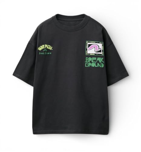 Image of Alan Jones Clothing Boys Oversized Cotton Printed T-Shirt | Round Neck, Short Sleeves, Casual Wear