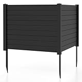 COSTWAY Privacy Fence 2 Panels, 48' L x 36' W Trash Can Hider Outdoor with Stakes, Pool Pump Enclosure, Air Conditioner Fence for Garden Patio Lawn AC Unit, Black