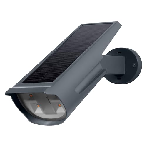 Osram Solar-Spot RGB & Warmweiß mit Erdspieß und Wandhalterung, Tageslichtsensor, IP44-Schutz, solarbetriebener Strahler für Garten und Terrasse, Dunkelgrau