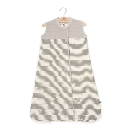 Image of Grey Stripe Quilted Cotton Muslin Sleep Bag