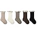 TIBE PINCESS Baby Girls Ruffles Lace Socks Black Heart Trims Socks Toddler Princess Eyelet Frilly Ankle Cotton Ribbed Dress Socks 5-Packs Size 5-8T