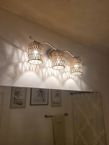 Yikege Licht YKG2018L0101010-03-UK 3 Pack Rattan Lamp Shade Small Boho Shades Replacement - Pendant Sconce Shade Ceiling Fan Light Covers Cylinder Woven Lampshade thumb #8