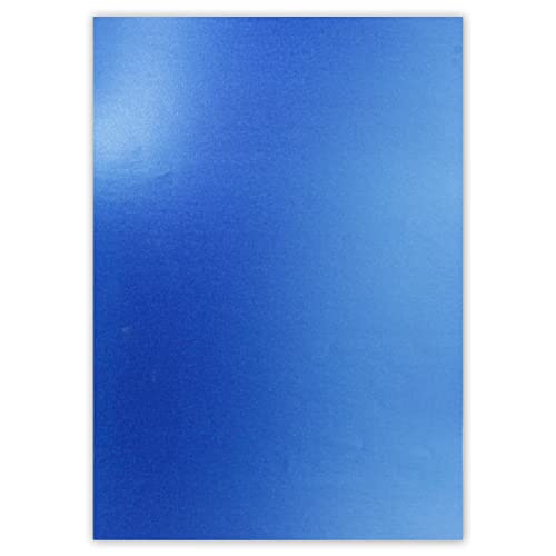 Metallic paper DIN A4 21.0 x 29.7 cm - Blue Metallic - 15 pieces - glossy craft paper 90 g m² - White back - for invitations weddings - Image 2