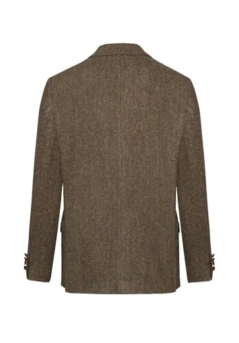 Men's V-Neck Herringbone Blazer 2-Button Vintage Slim Fit Tweed Blended Sport Jacket4