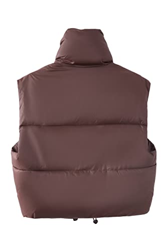 Women's Cropped Puffer Vest Winter Padded Vest Lightweight Zip Crop Puffy Gilet4