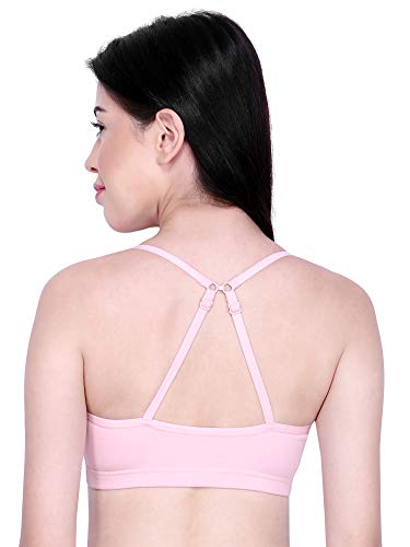 Image of INKURV Slip on Beginner's Bra for Girls, Non Padded, Non Wired, No Hooks with Double Layered Fabric, Adjustable Straps, Wirefree Sports Bra- Lisa Combo of 3
