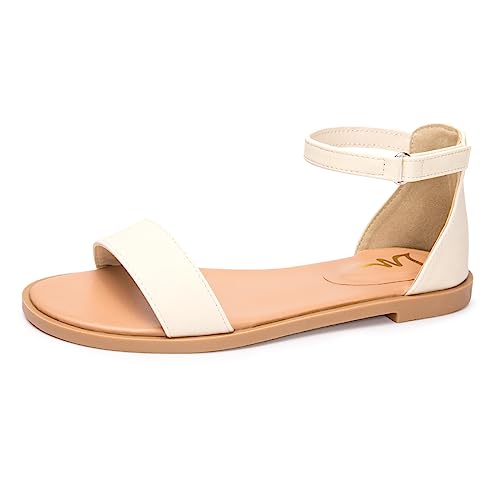 Image of LM Women's Flat Sandals Open Toe One Band Ankle Strap Sandals Casual Summer Flat Sandals