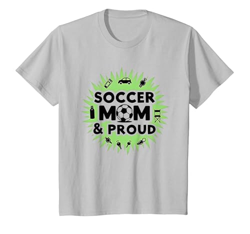 Soccer Mom & Orgoglioso: Sporting Parent Pride, Mamma di Calcio Maglietta, Bambini, Argento, 8 Anni Soccer Mom & Orgoglioso: Sporting Parent Pride, Mamma di Calcio Maglietta, Bambini, Argento, 8 Anni