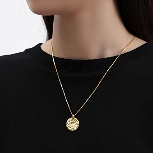 18K Gold Plated Coin Pendant Necklace for Women, S925 Sterling Silver Medallion Necklace, Chunky Layered Coin Necklace3