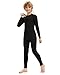 ATTIQOZI Youth Boys Thermal Underwear Set Compression Fleece Lined Leggings with Athletic Shirts Base Layer Football Undershirt Black+Black(b) S