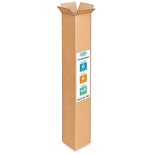Tall Moving &amp; Shipping Boxes 6x6x48 inches (10-Pack) - Extra Strength 200 lb vs Regular - Corrugated Durable Packing Boxes - Cardboard Box Moving Stuff - Eco Shipping Box by IDL Packaging