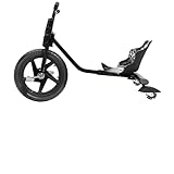 Drift Dreirad, 360° Drift Cart Kinder Scooter Tretauto Rutscher Kinderfahrzeug mit Pedale Verstellbarer Schalensitz Schwarzer Blitz ab 6 Jahren für Straße Spielplatz Hof Park Outdoor