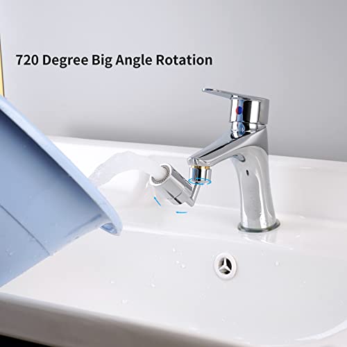 Hibbent Faucet Aerator, 720° Swivel Spray Aerator, Kitchen Faucet Aerator, 2 Water Mode Bathroom Faucet Adapter For Face Washing, Gargle And Eye Flush, 1.8Gpm 55/64 Female Thread With Adapter, Chrome #TOP3