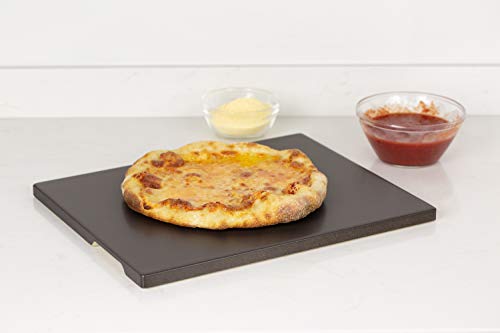 ROCKSHEAT Pizza Stone 12" x 15" Ceramic Coating Rectangular Baking & Grilling Stone, Perfect for Oven, BBQ and Grill. Innovative Built - in Handles Design