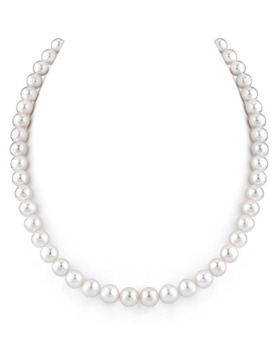 The Pearl Source 14K Gold AAAA Quality White Freshwater Cultured Pearl Necklace for Women - Pearl Gifts for Christmas, Holidays and Anniversary